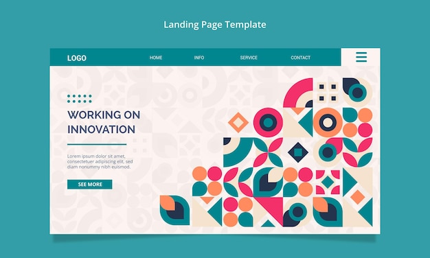 Flat Geometric Vector Mosaic Pattern Landing Page