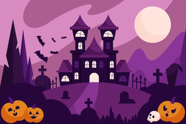 flat halloween background