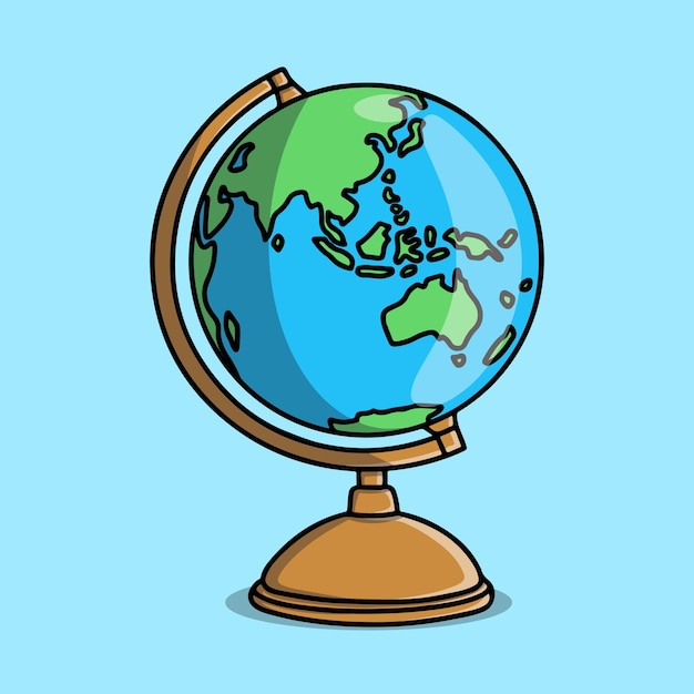 Flat illustration of globe icon for classroom education
