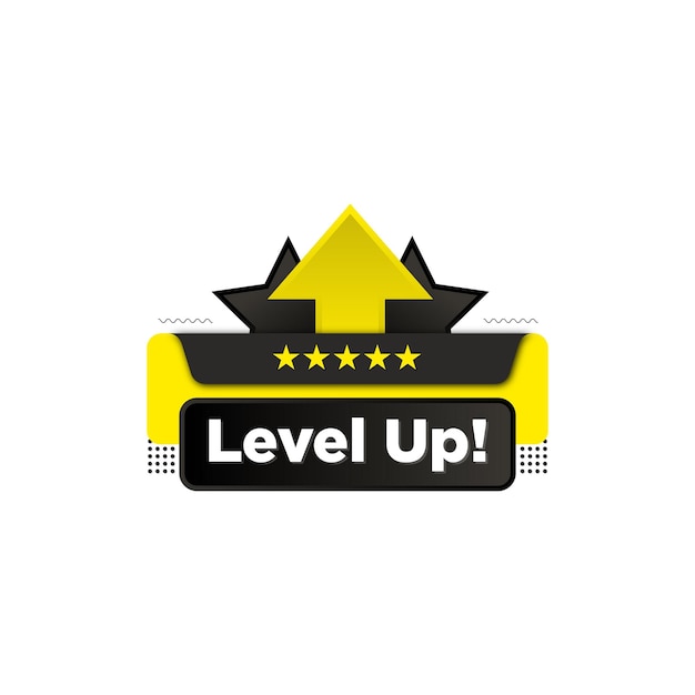 flat level up typography badge design level up text with arrow vector illustration