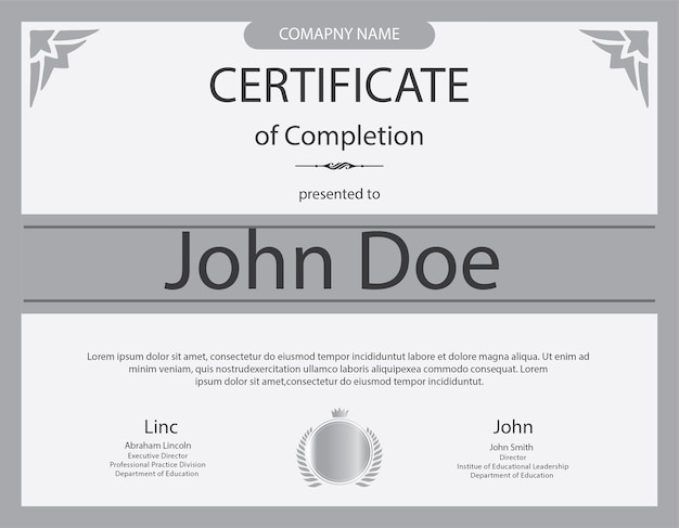 Flat modern certificate template and Certificate of Achievement and Certificate of Completion