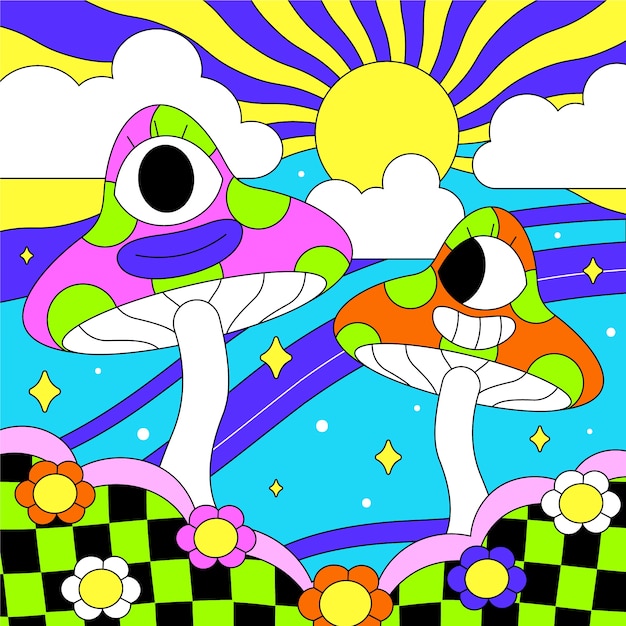 Flat psychedelic illustration