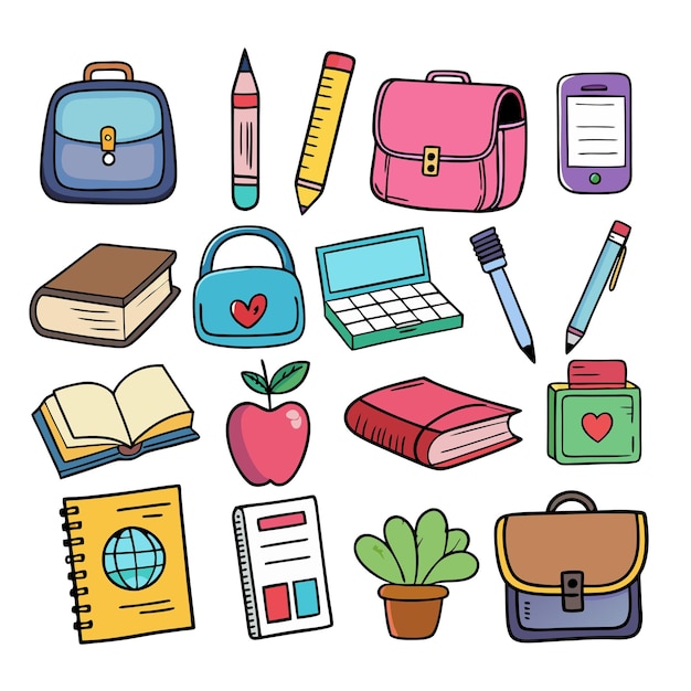 Flat vector set of compositions with objects related to education theme Back to school