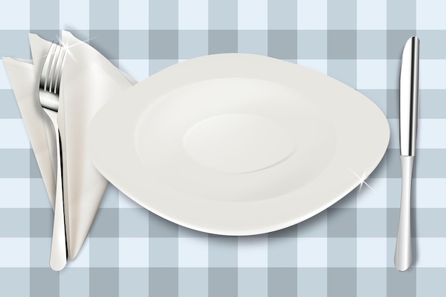 flatware on checkered tablecloth eps10