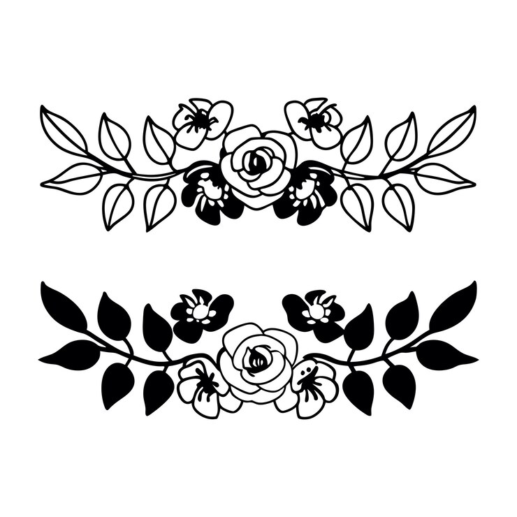 Vektor floral borders with roses and laurel leaves svg