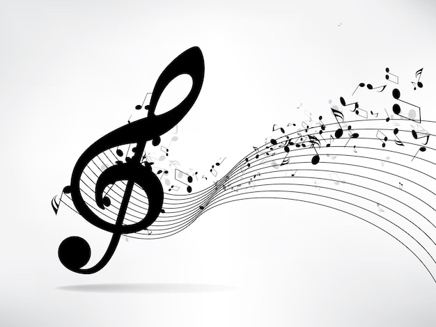 Floral musical background with notes