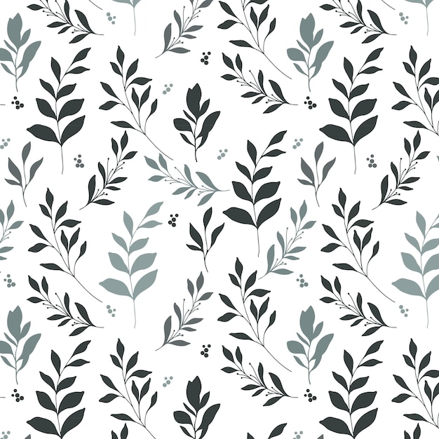 Floral seamless pattern Greenery background Eco friendly background leaves plants hand drawn