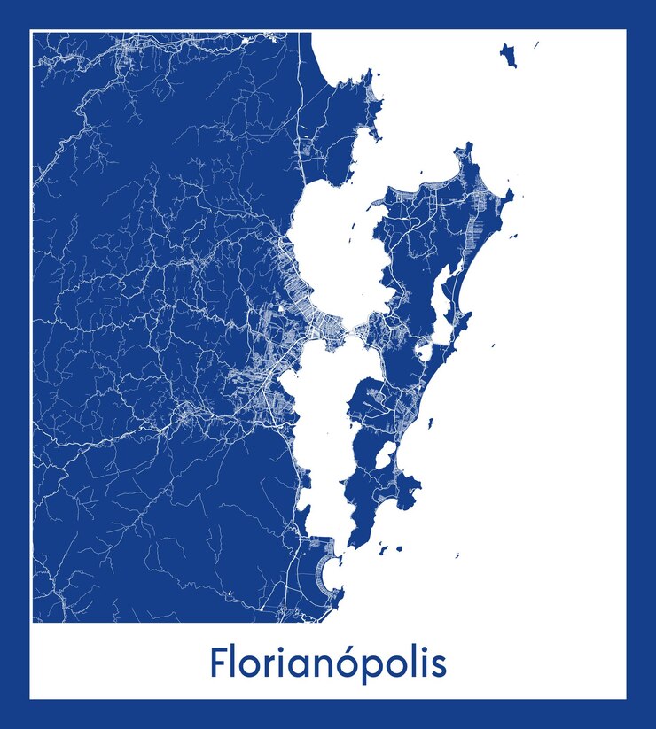 Vektor florianopolis brazílie jižní amerika plán města modrý tisk vektorová ilustrace