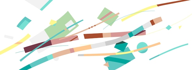 flow of abstract elements of various shapes and colors