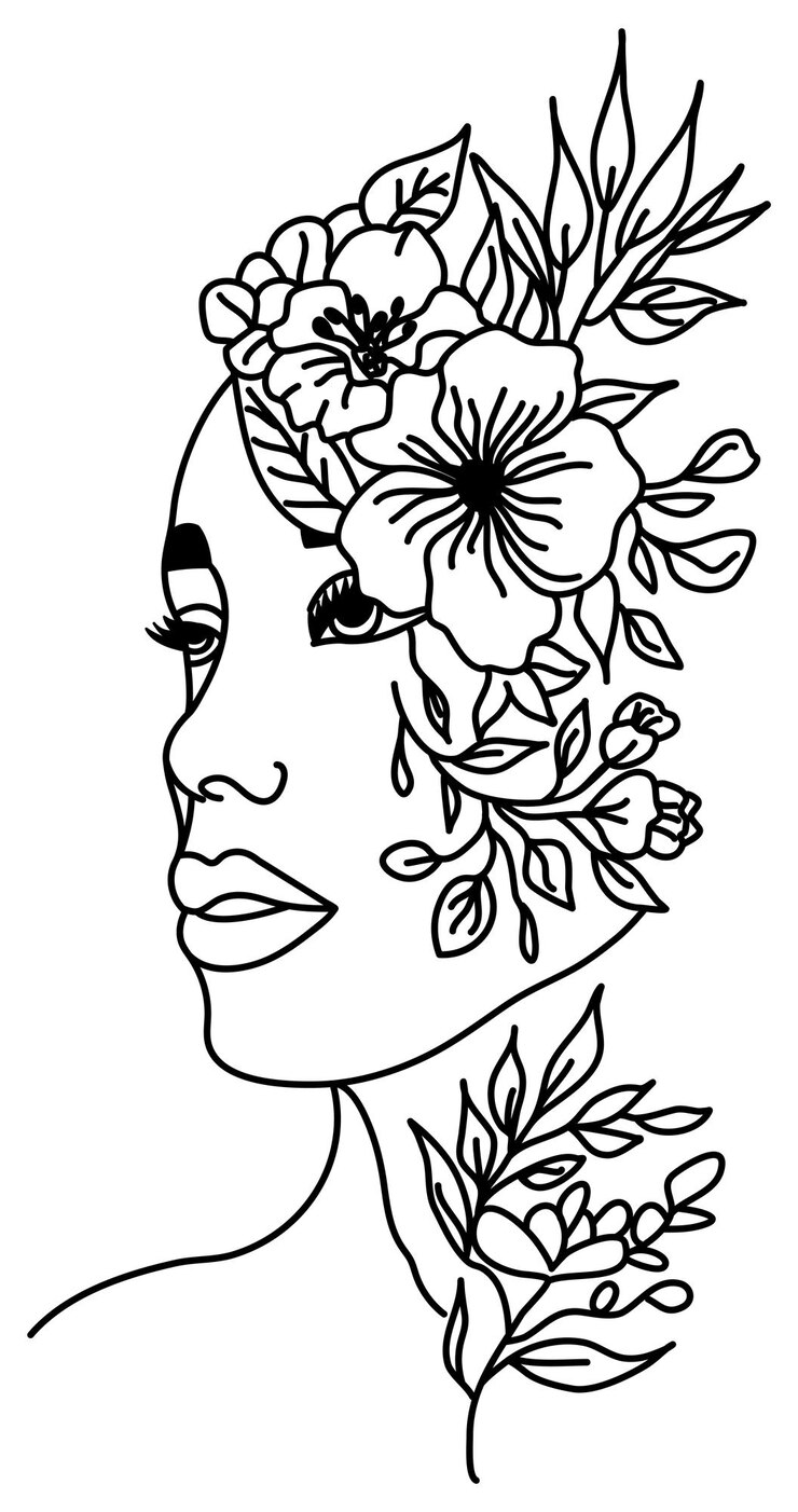 Vektor flower face drawing
