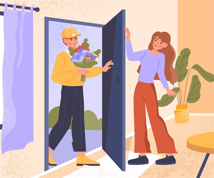 Vektor flower shop delivery