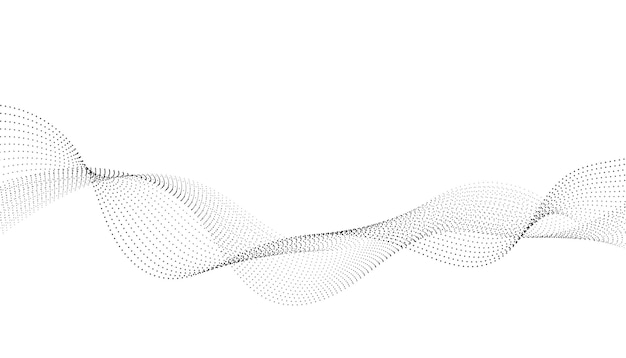 Flowing background with dots particles wavy halftone gradient shape isolated on white background