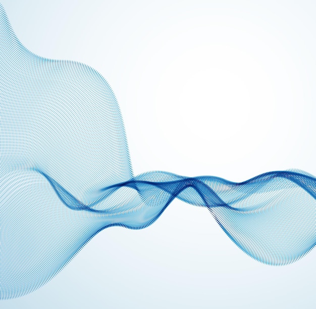 flowing particles wave, dynamic sound motion curve lines. 3d vector illustration. beautiful wave shaped array of blended points.