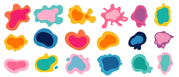 Fluid abstract blob collection Set of modern bright color gradient liquid shapes isolated on white background Design vector bubble element for banner poster web sale print