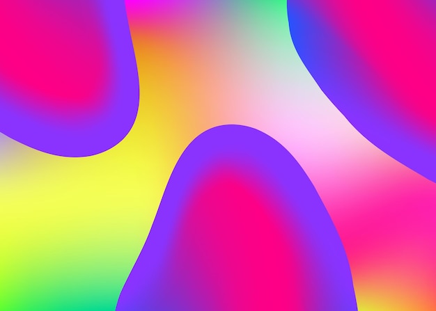 Fluid shape. Vivid gradient mesh. Holographic 3d backdrop with modern trendy blend. Psychedelic invitation, poster layout. Fluid shape background with liquid dynamic elements.