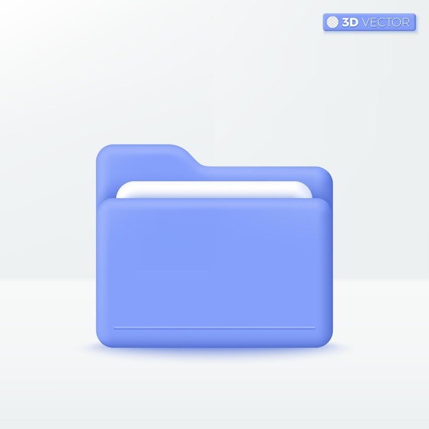 Folder with file icon symbol Information online portfolio for presentation comfortable searching Stored data File management concept 3D vector isolated illustration Cartoon pastel Minimal style