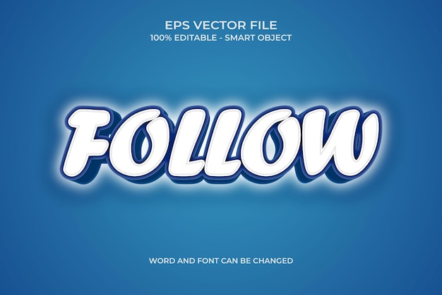 Follow 3d editable text effect with blue gradient
