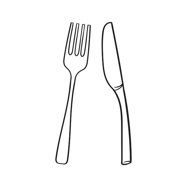 fork and spoon linear drawing icon cutlery