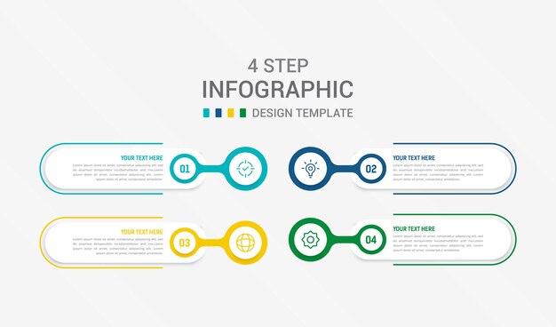 Four Step Infographic element design Vector template for presentation process diagram and presentations step workflow layout banner flow chart info graphic vector illustration