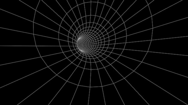 Frame cyber futuristic speed tunnel Scifi wormhole Abstract 3D wireframe portal with connections lines and dots Data flow Technology grid funnel 3d rendering