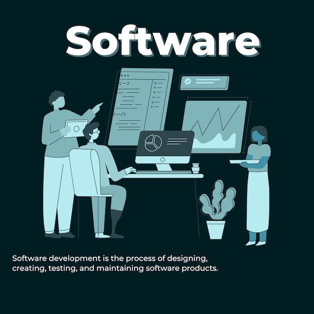 Free vector modern illustrated programming and software
