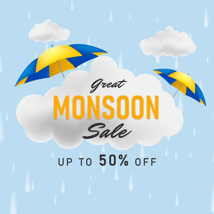 Vektor free vector realistic monsoon sale composition