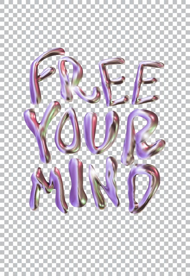 Vektor free your mindphrase in the style of liquid chromegroovy quote