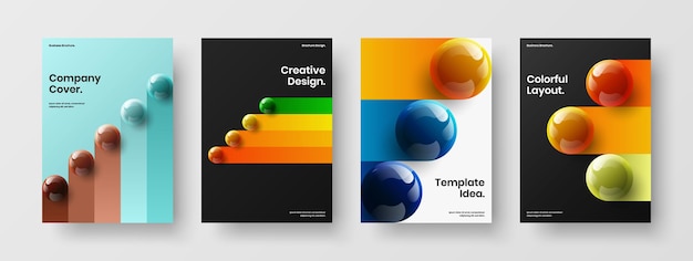 Fresh realistic balls corporate brochure concept set