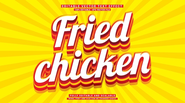 fried chicken 3d text effect editable vector typeface 3d logo cartoon template style premium vector