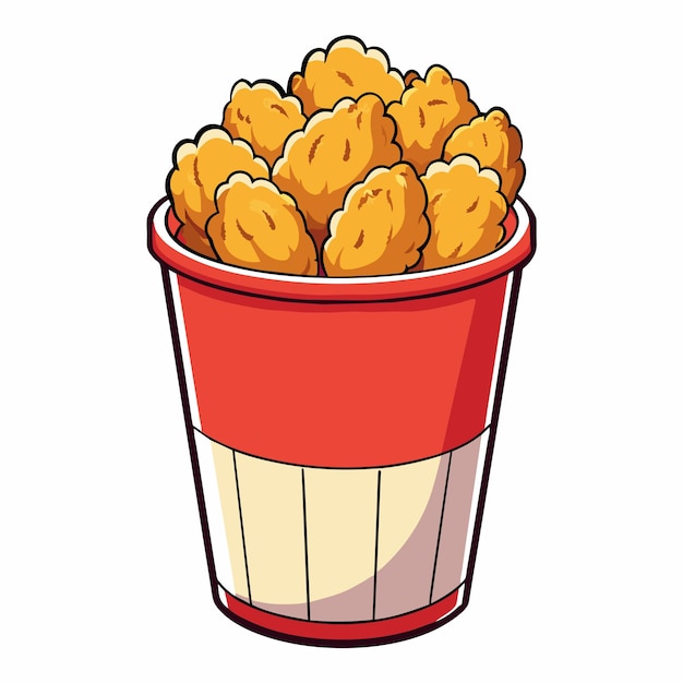 fried chicken cartoon style icon vector clipart illustration