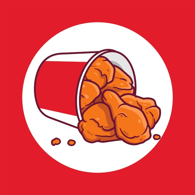 fried chicken in bucket red color vector design and isolated background