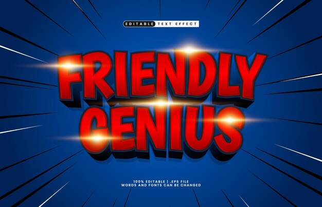 friendly genius editable text effect with a nice and smile text style
