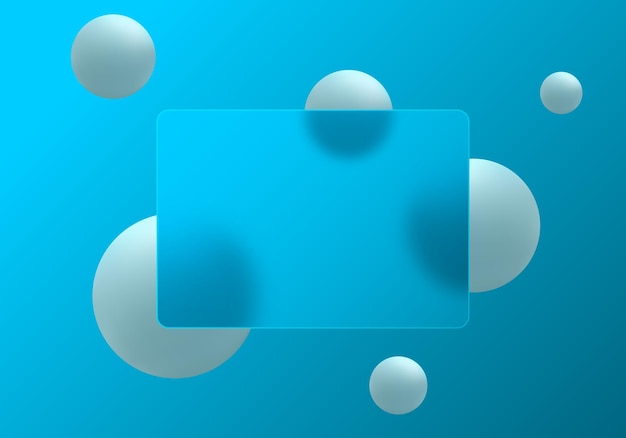 frosted glass partition with overlapping effect on floating spheres