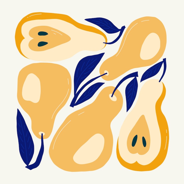 Vektor fruits abstract elements food and healsy composition modern trendy matisse minimal style