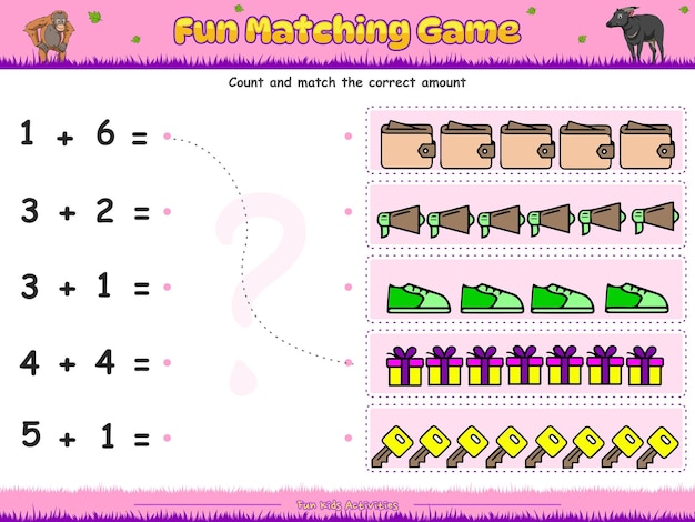 fun matching and counting game correct summation of objects