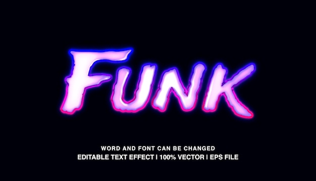 funk editable text effect template purple neon light futuristic text style