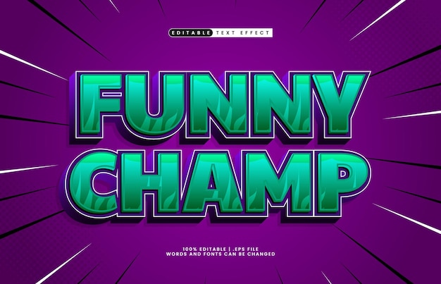 funny champ editable text effect with a kids and hero text style