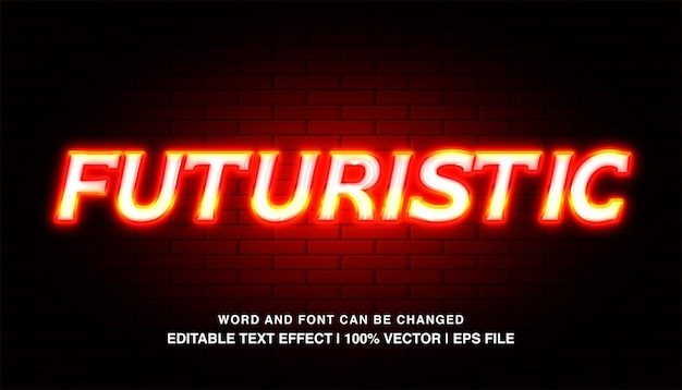 futiristic editable text effect template orange neon light futuristic style