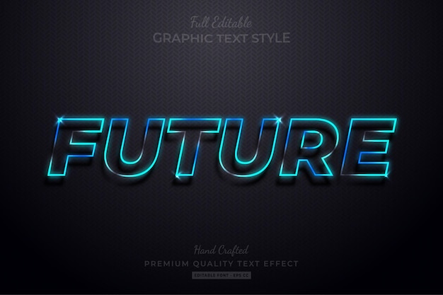future neon blue glow editable text effect font style