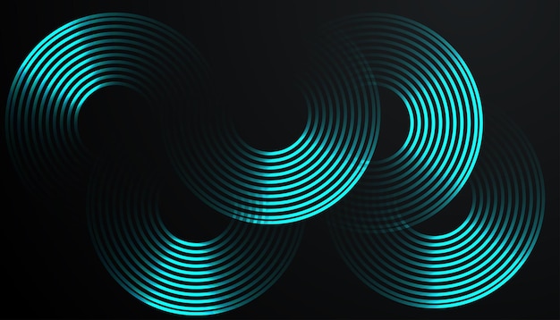 Futuristic Abstract Background with Circular Interconnected Cyan Lines on a Dark Gradient Creating a Sleek Minimal and Modern Design for Business and Technology Branding