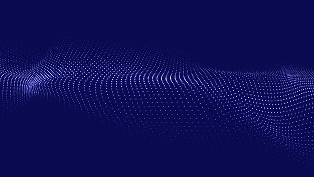 futuristic blue background with a dynamic wave of particles big data vector illustration