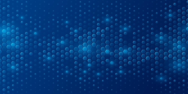 Futuristic blue hexagons with light effects for Business or Science background Abstract cyber honeycomb mosaic Medical research presentation backdrop for online webinar or conference Vector