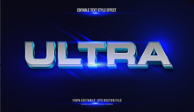 futuristic blue light color text style effect editable font vector file