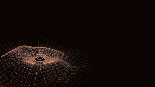 futuristic circle wave vector dark cyberspace abstract music sound wave with dots white moving particles on a black background
