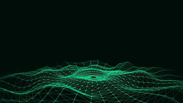 Futuristic circle wave Vector dark cyberspace Abstract music sound wave with dots