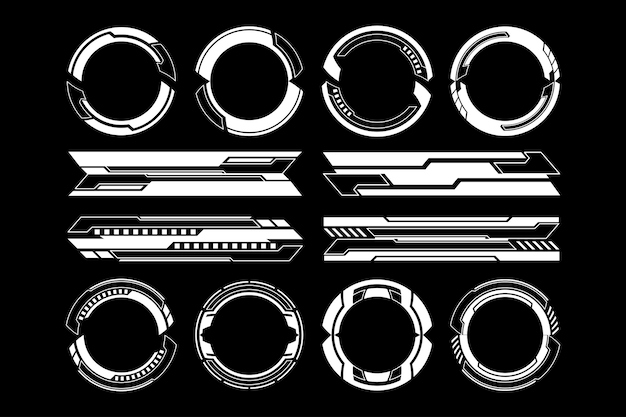 Futuristic Circular HUD Elements Sci fi User Interface