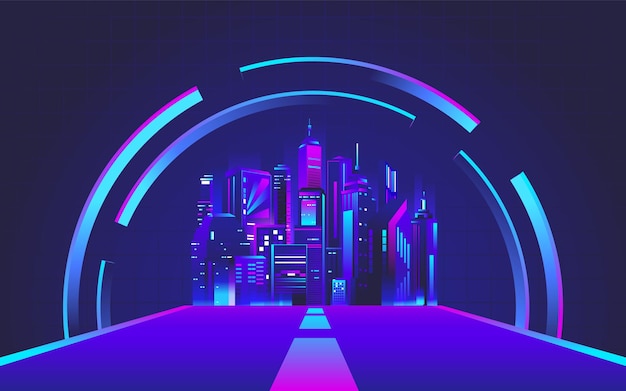 futuristic city illustration background