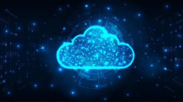 futuristic cloud strorage internet cyber technology concept cloud connection with circuit