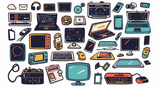 futuristic computers and software abstract concept vector design