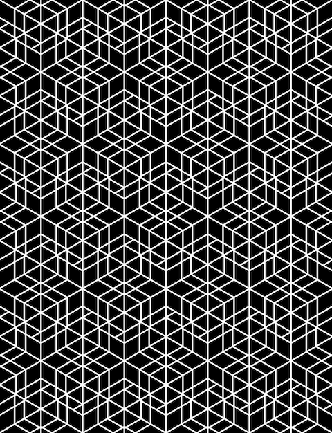 Futuristic continuous contrast pattern, illusive motif abstract background with geometric figures. Monochrome decorative seamless backdrop, can be used for design and textile.